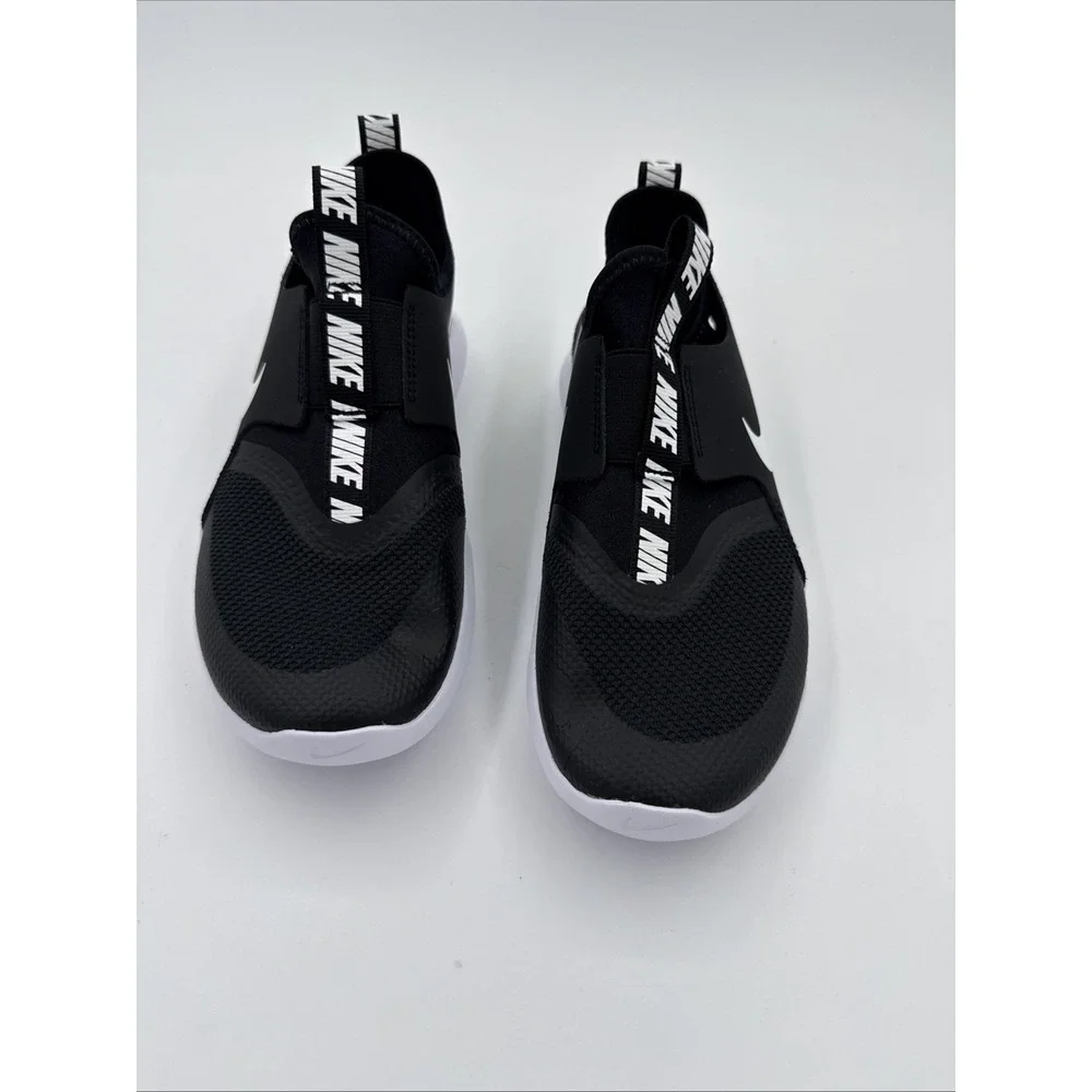 Nike Flex Runner Kids Black White Slip-On Mesh Athletic Shoes Lightweight Sz 3Y